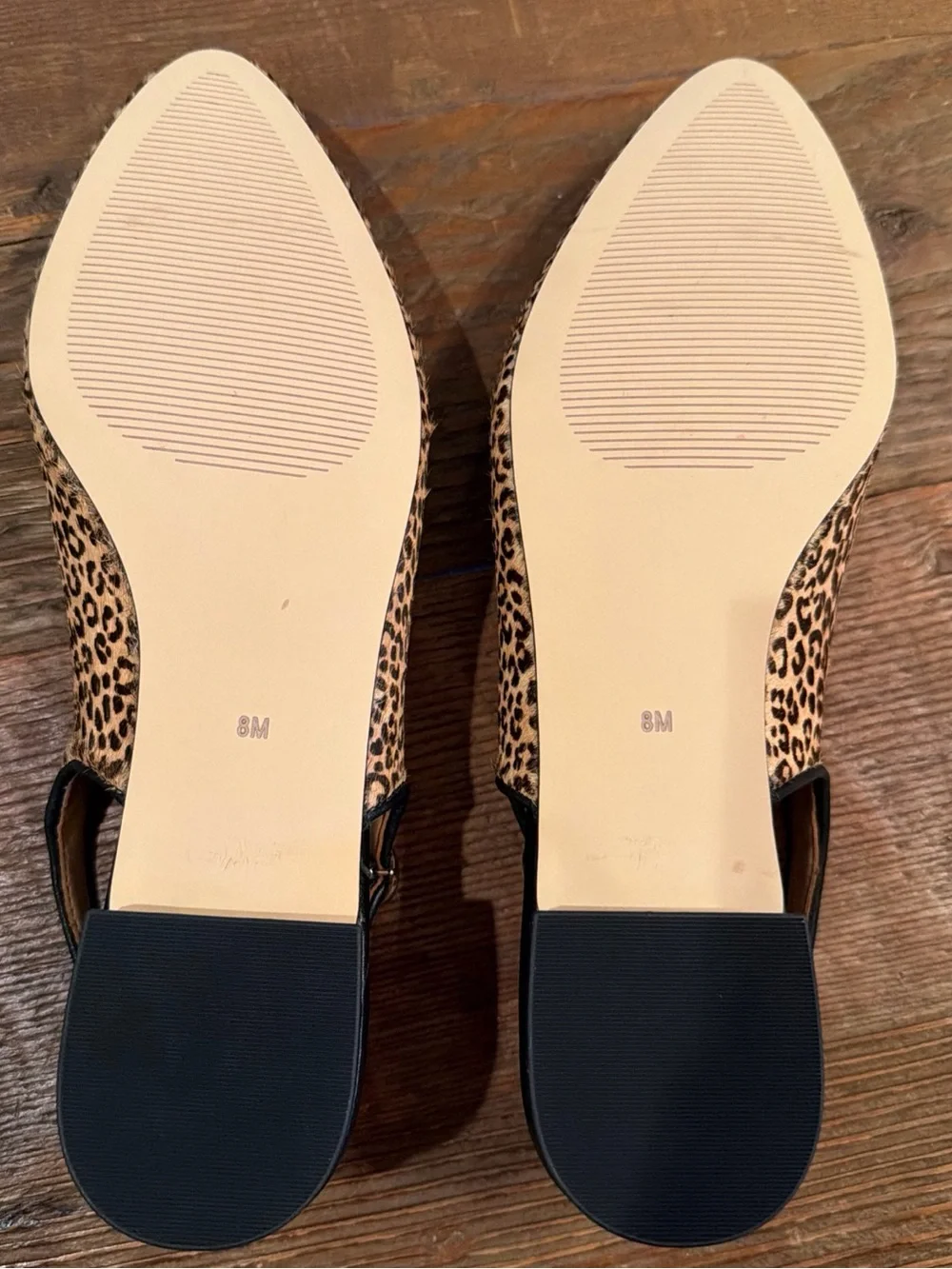 Talbots Leopard Print Calf Hair Sling Back Flats Womens Animal Print 8 M
